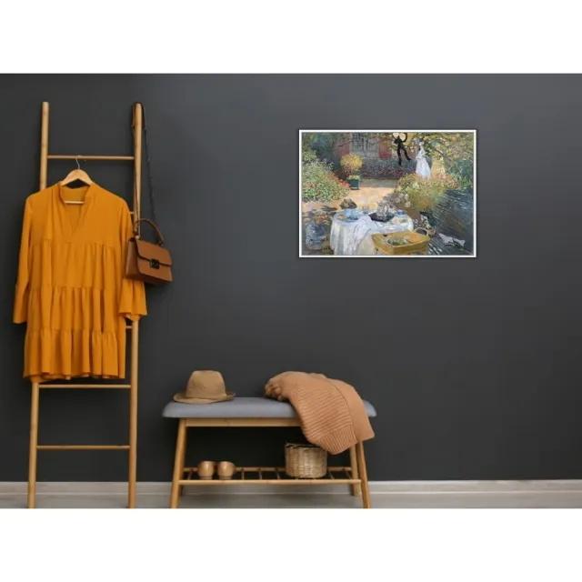 《午餐》莫內Monet．印象派畫家 世界名畫 經典名畫 風景油畫-白框60x80CM
