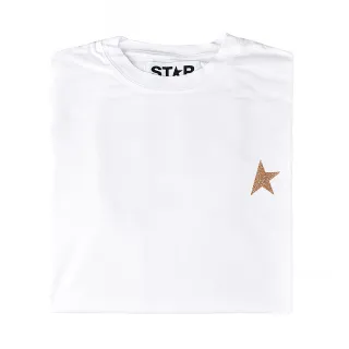 【GOLDEN GOOSE】GOLDEN GOOSE字母LOGO金色星設計純棉短袖T恤(女款/白)