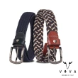 【VOVA】台灣總代理 休閒型男牛皮編織穿針皮帶-黑色(VA011-001)