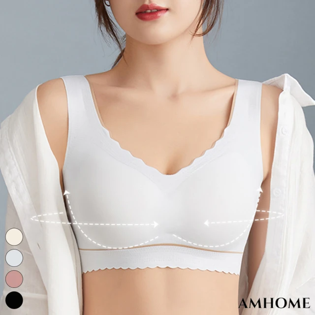 【Amhome】雲朵無痕小花漾內衣無鋼圈大胸運動少女背心防下垂胸罩#116610(4色)