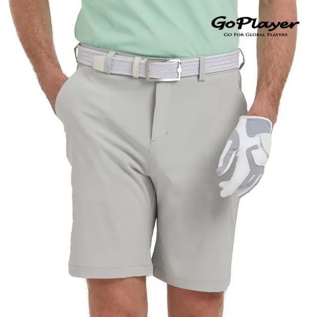 【GoPlayer】出清特價 男沖孔透氣高爾夫短褲-淺灰.藏青.黑(高爾夫球褲 彈性透氣 運動休閒短褲)