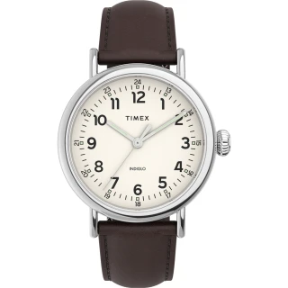 【TIMEX】天美時 Waterbury系列  40毫米復古棕簡約手錶 銀x奶油 TXTW2V27800