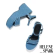 【HELENE_SPARK】率性時尚多繫帶牛仔布厚底涼鞋(藍)