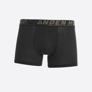 【Anden Hud】男款_吸濕排汗機能系列．緹花短版平口內褲(黑-卡其字緊帶)