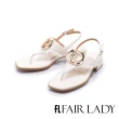 【FAIR LADY】優雅小姐 簡約美型品牌飾釦夾腳涼拖鞋(奶油、2J2743)