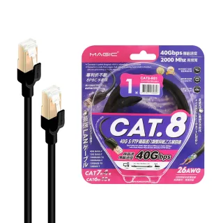 【MAGIC】Cat.8 40G S/FTP 26AWG極高速八類雙屏蔽乙太網路線(1米)