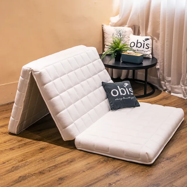 【obis】One Cool 冰峰涼感超舒適極厚泡棉折疊床墊(標準雙人5X6.2尺 三折極厚泡棉床墊)