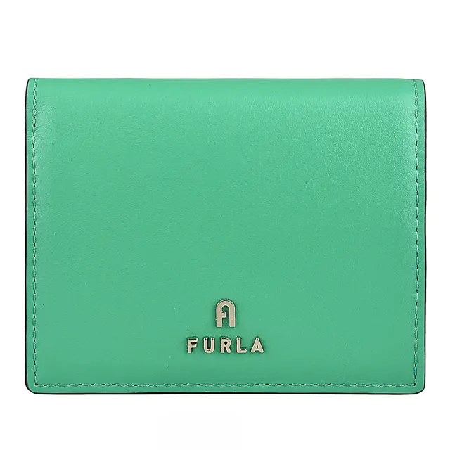 【FURLA 芙拉】CAMELIA拱門標誌小牛皮對折扣式短夾(綠)