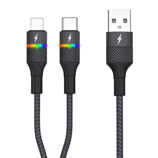【TOTU 拓途】一分二 USB-A TO Lightning/Type-C 1.5M 快充/充電線 征程(iPhone充電線)
