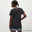 【ALLSAINTS】EMELYN 低調微透光亮片V領修身舒適短袖T恤-黑 WM410T(常規版型)