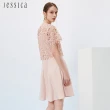 【JESSICA】氣質優雅花卉蕾絲拼接雪紡短袖洋裝233177（粉）