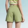 【OUWEY 歐薇】夏日約會剪接大口袋顯瘦A字短褲(淺綠色；S-L；3232086012)