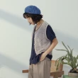 【MOSS CLUB】休閒挑洞圓領木釦針織背心(藍 卡 米/魅力商品)