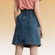 【OUWEY 歐薇】玩美造型大口袋高腰荷葉水洗牛仔裙(藍色；S-L；3232088214)