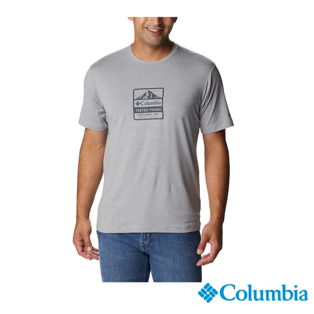 【Columbia 哥倫比亞 官方旗艦】男款-Tech Trail UPF50快排短袖上衣-灰色(UAX54020GY / 2023年春夏)