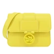 【LONGCHAMP】BOX-TROT系列小牛皮同色LOGO翻蓋斜背包(小/檸檬黃)