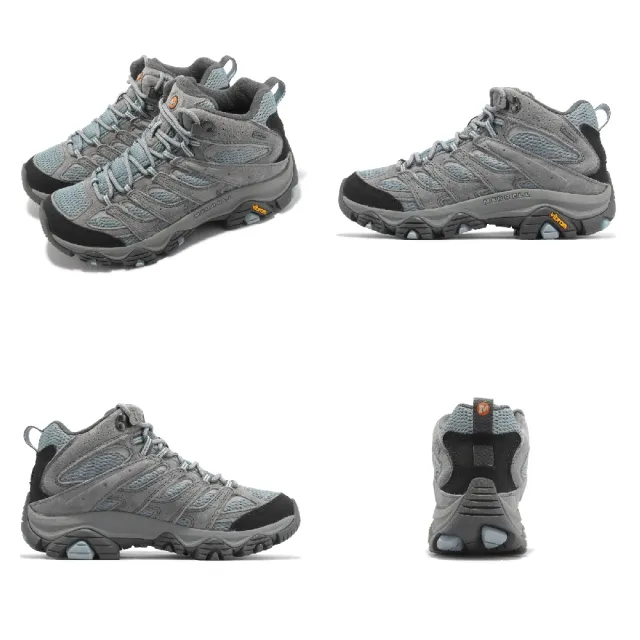 【MERRELL】登山鞋 Moab 3 Mid GTX 女鞋 灰 藍 防水 中筒 避震 Vibram 戶外 郊山(ML036312)