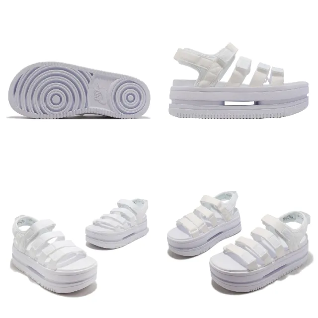 【NIKE 耐吉】涼鞋 Wmns Icon Classic Sandal 女鞋 白 厚底 增高 魔鬼氈 雙層 休閒鞋(DH0223-100)