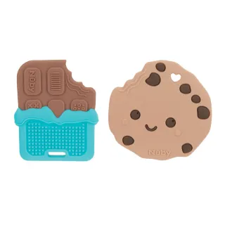 【Nuby官方直營】造型矽膠固齒器_巧克力餅乾_棒(2款可選)