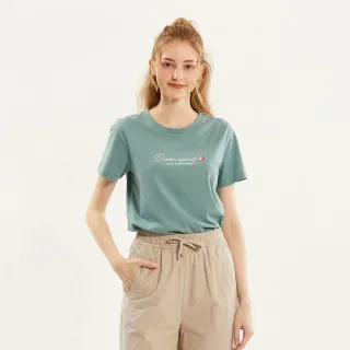 【Hang Ten】女裝-REGULAR FIT純棉航海小船印花短袖T恤(綠)