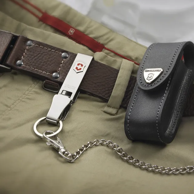 【VICTORINOX 瑞士維氏】不鏽鋼長短鍊鑰匙圈