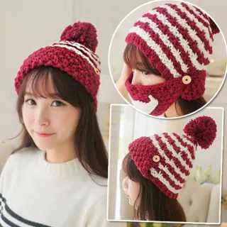 【Conalife】潮鬍子針織保暖兩用口罩帽(1入)