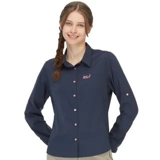 【Jack wolfskin 飛狼】女 純植萃防蚊 抗UV透氣長袖襯衫(丈青)