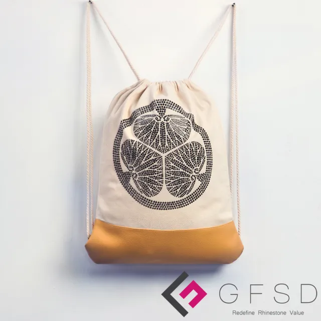 【GFSD璀璨水鑽精品】雙11 德川家康-礦黑(戰國武將家徽抽繩束口後背包)