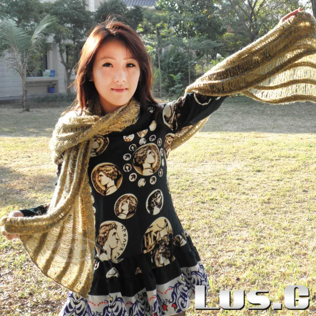 【Lus.G】冬日風鈴草針織圍巾(綠色/墨綠色/黃色三色任選)