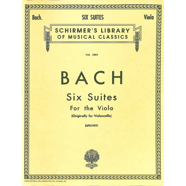 Kaiyi Music 凱翊音樂 巴哈：6首中提琴組曲 Bach：6 Suites For Viola Solo(Schirmer Vol. 1564)