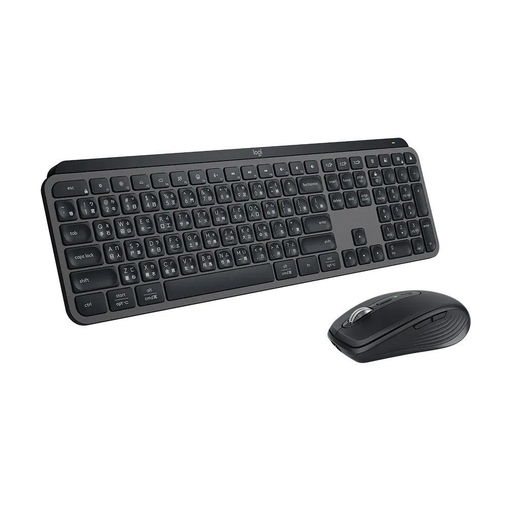 【Logitech 羅技】MX Keys S無線智能鍵盤 + MX Anywhere 3S無線行動滑鼠(石墨灰)