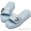 【Grace Gift】紀卜心聯名-泡泡棉花糖厚底拖鞋(淺藍)