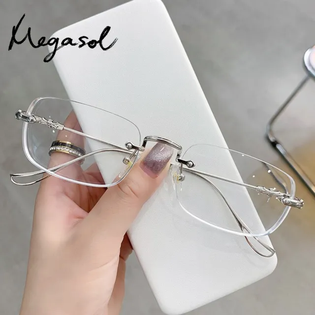 【MEGASOL】SL系列超輕無框藍光眼鏡(文青輕盈款SL-20201)