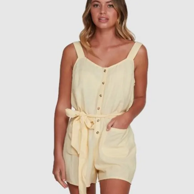 【BILLABONG】BILLABONG ALL HAPPENING 吊帶短褲 鵝黃 Outdoor(6508504SBU)
