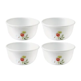 【美國康寧 CORELLE】花漾彩繪 325ML中式飯碗四入組