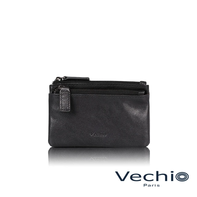 【VECHIO】台灣總代理 堅毅號 雙拉鍊零錢包-黑色(VE048W049BK)
