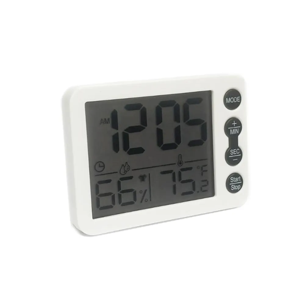 【捷華】TS-9606計時器-白殼黑鍵 溼度器 溫度器 廚房計時器 定時器 磁吸式 倒數計時 戶外時鐘 鬧鐘 烘焙