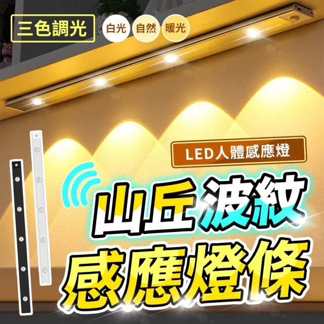 【JHS】2入組 LED無線感應山丘波紋展示櫥櫃燈條 30cm(LEDL燈條 人體感應燈 磁吸燈 櫥櫃燈)