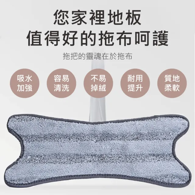 【新錸家居】2入X型免手洗平板拖把專用超密度纖維拖布(免沾手蝴蝶旋轉拖把布/乾溼兩用/旋轉仿手擰乾)