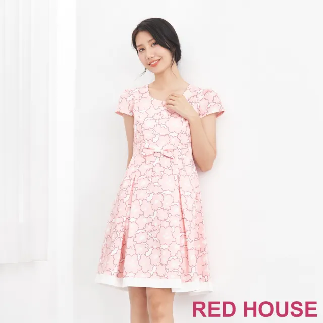 【RED HOUSE 蕾赫斯】粉嫩花朵印花洋裝(共2色)