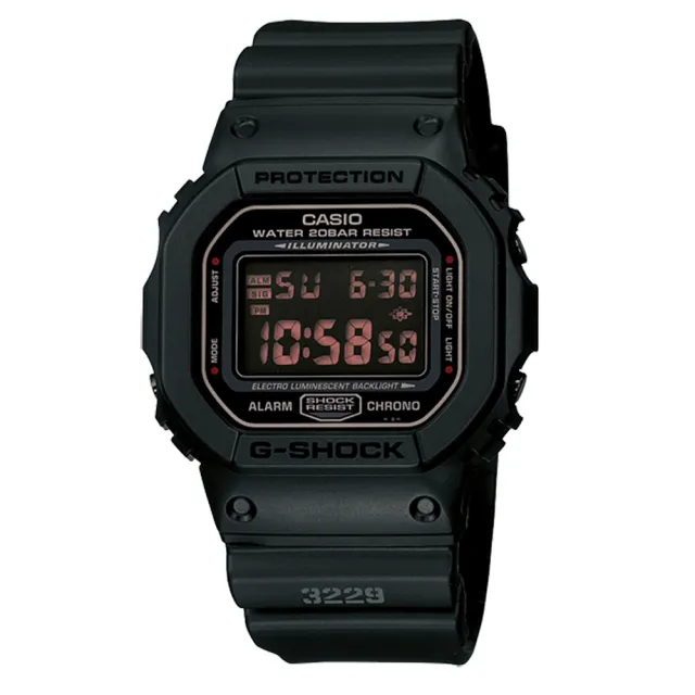 【CASIO 卡西歐】G-SHOCK 經典黑色基本款 當兵系列 捍衛登場 禮物 開學(黑/DW-5600MS-1)