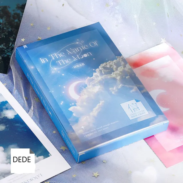 【德德小品集】明信片 以月之名(月亮 雲朵 插畫 沉靜式設計 故事 星雨)