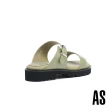 【AS 集團】率性舒適金屬環釦雙寬帶全真皮厚底拖鞋(綠)
