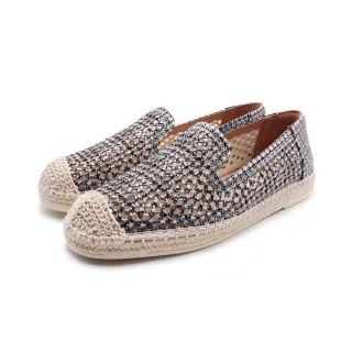【WALKING ZONE】女 日系麻線編織休閒鞋 女鞋(米黑色)