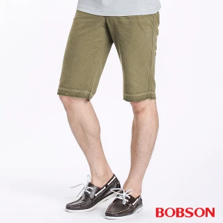 【BOBSON】男款不收邊短褲(卡其134-71)