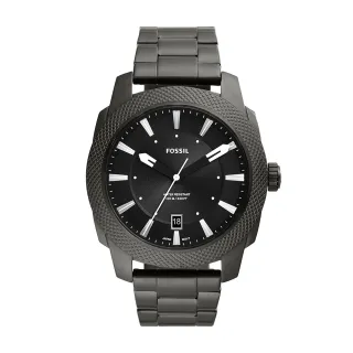 【FOSSIL 官方旗艦館】Machine 簡約經典撞色指針手錶 灰色不鏽鋼鍊帶 49MM FS5970