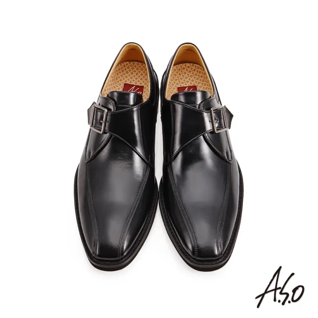 【A.S.O 阿瘦集團】頂級氣墊鞋減壓系列飾釦魔鬼黏鞋(黑色)