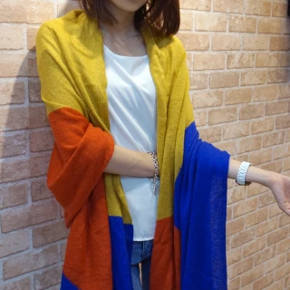 【Lus.G】日系古著撞色針織圍巾(共4色)
