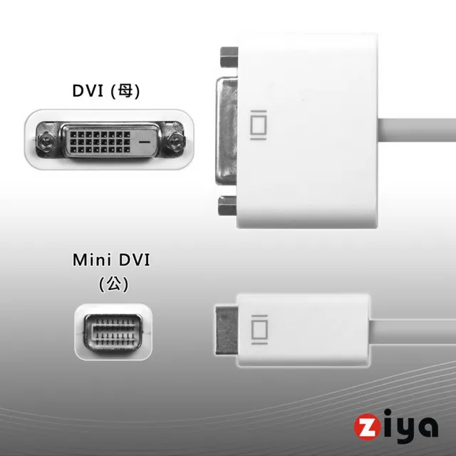 【ZIYA】Mac 轉接線 Mini DVI to DVI(視訊轉接線)