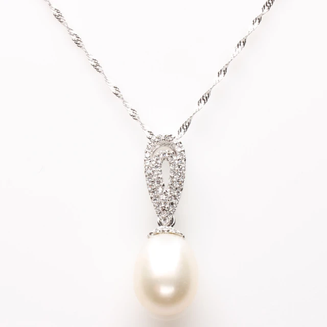 【寶石方塊】天然珍珠項鍊-925銀飾-粉光若膩(天然珍珠)